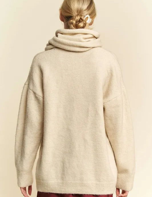 DAVI & DANI V-Neck Dropped Shoulder Sweater with Scarf **FALL DEBUT SALE** on Simply Obsessed