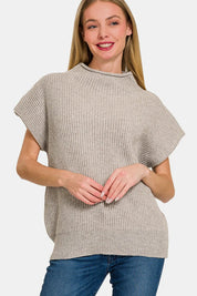 Zenana Short Sleeve Mock Neck Sweater on Simply Obsessed