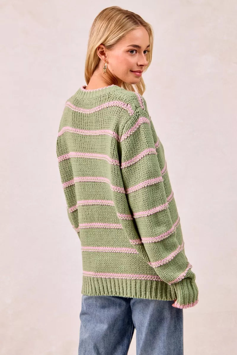 BIBI Striped Long Sleeve Sweater on Simply Obsessed