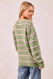BIBI Striped Long Sleeve Sweater on Simply Obsessed