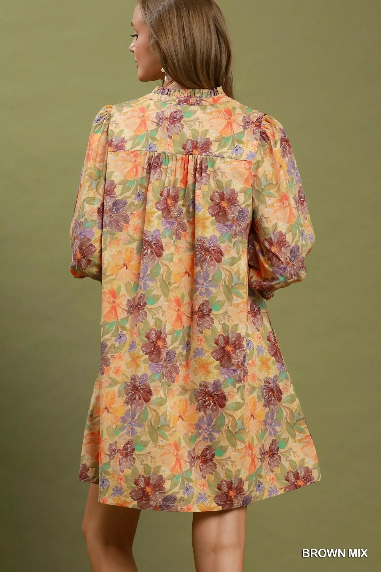 UMGEE Mix Floral Print Smocked Cuff Mini Dress on Simply Obsessed