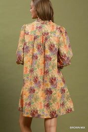 UMGEE Mix Floral Print Smocked Cuff Mini Dress on Simply Obsessed