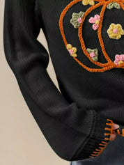 SO ME Pumpkin Floral Embroidered Thanksgiving Sweater on Simply Obsessed