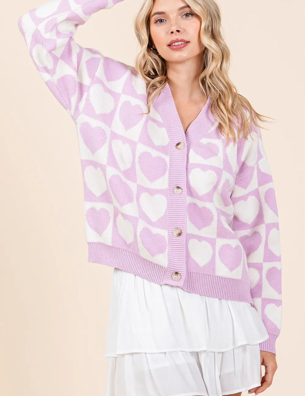 Mittoshop Checkered Heart Button Down Cardigan on Simply Obsessed