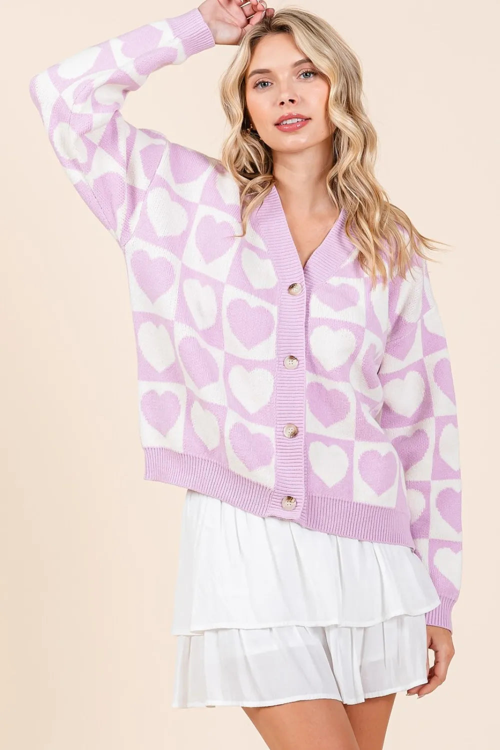 Mittoshop Checkered Heart Button Down Cardigan on Simply Obsessed