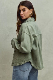SO ME Vintage Washed Button Twill Shacket on Simply Obsessed