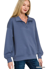 ZENANA Scuba Quarter-Zip Sweatshirt on Simply Obsessed