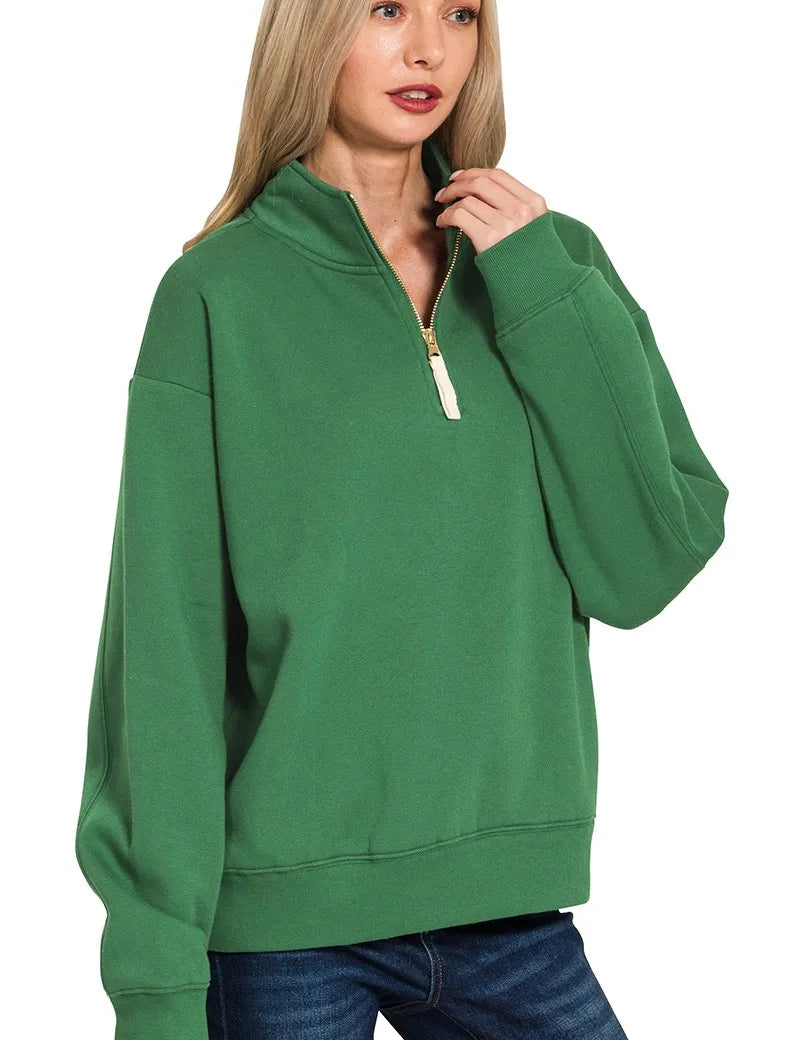 ZENANA Fleece Half Zip Sweatshirt on Simply Obsessed