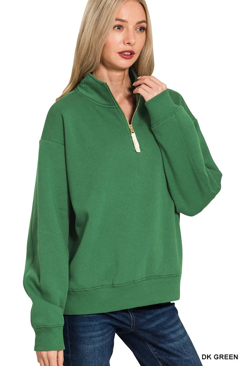 ZENANA Fleece Half Zip Sweatshirt on Simply Obsessed