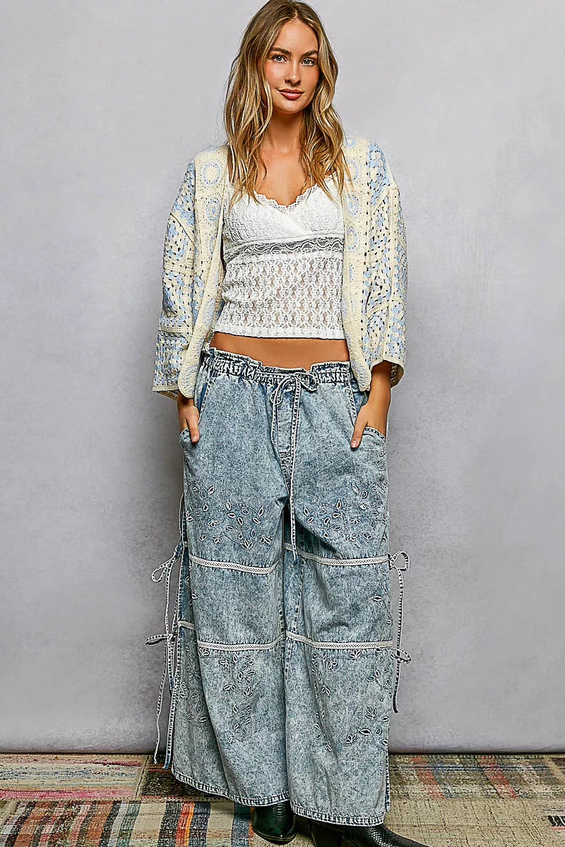 POL Open Front Crochet Cardigan with Granny Square Pattern on Simply Obsessed