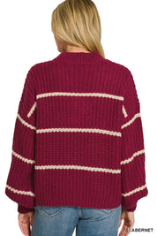 ZENANA Oversize Striped Sweater on Simply Obsessed