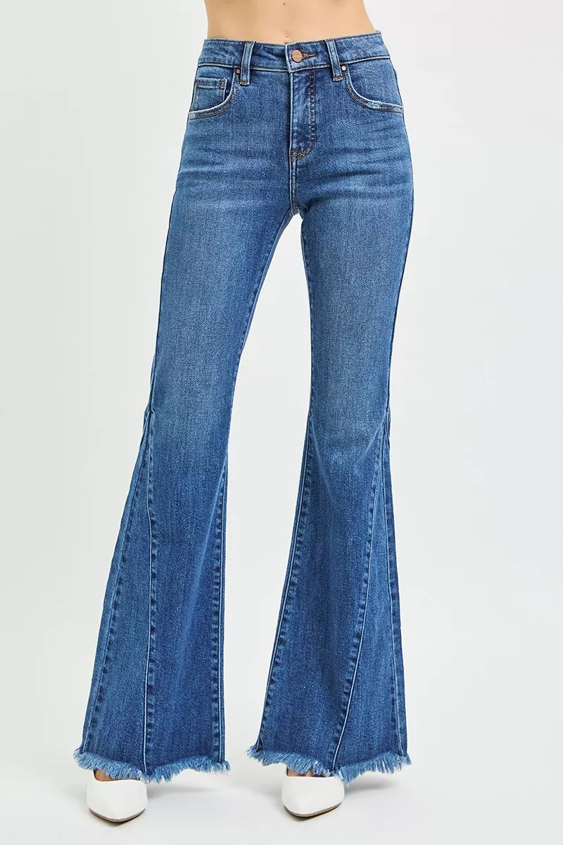 RISEN Mid Rise Flare Side Seam Detailing Jeans on Simply Obsessed