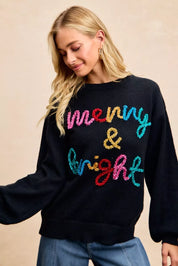 BIBI Tinsel Lettering Christmas Sweater on Simply Obsessed
