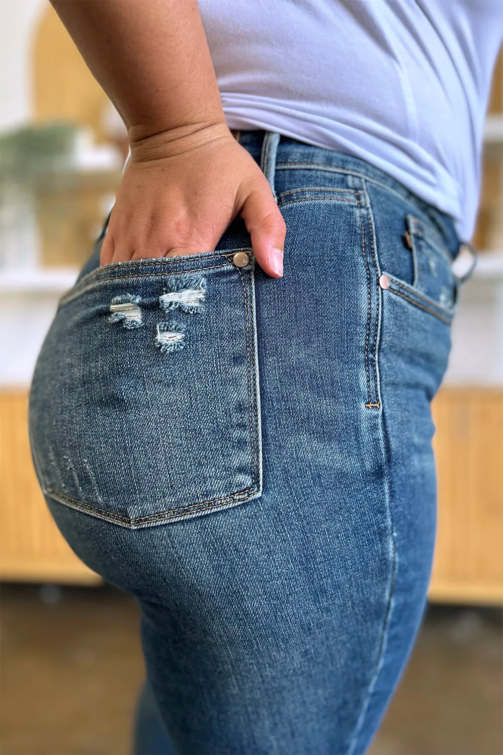 JUDY BLUE Full Size Tummy Control High Waist Slim Jeans on Simply Obsessed