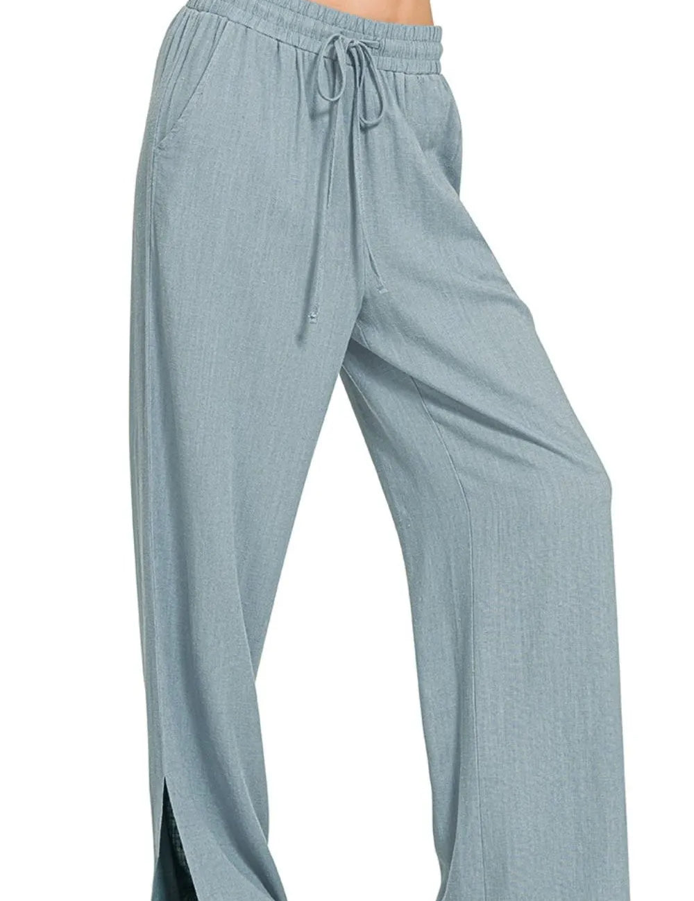 Zenana Linen Drawstring Pants on Simply Obsessed