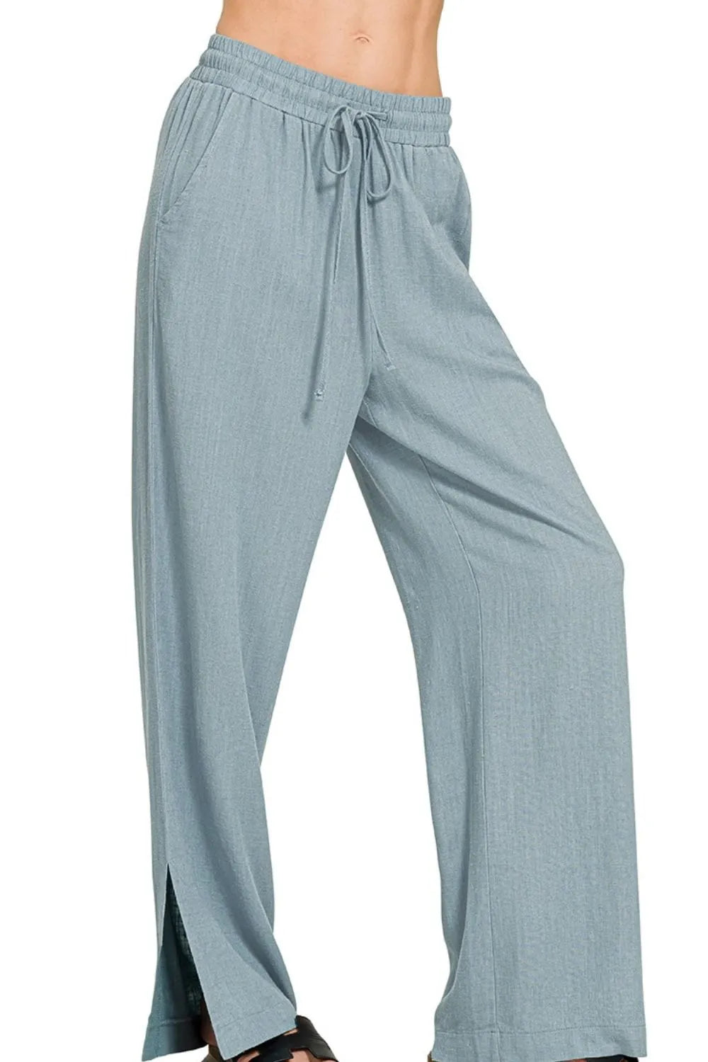 Zenana Linen Drawstring Pants on Simply Obsessed
