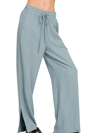 Zenana Linen Drawstring Pants on Simply Obsessed