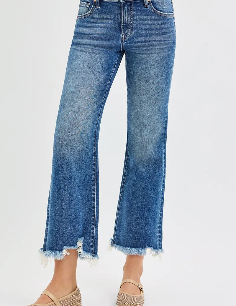 RISEN Full Size Mid Rise Crop Straight Jeans Plus Size on Simply Obsessed