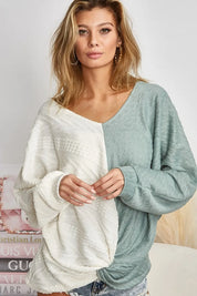 BIBI Twist Front Contrast Cable Knit Top **FALL DEBUT SALE** on Simply Obsessed