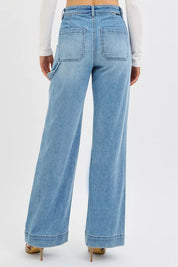 RISEN Full Size High Rise Straight Leg Jeans with Front Pockets Plus Size on Simply Obsessed