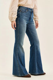 JUDY BLUE High Waist Double Button Tummy Control Flare Jeans on Simply Obsessed