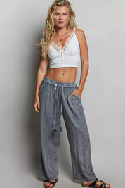 POL Tassel Drawstring Embroidered Wide Leg Woven Pants **FALL DEBUT SALE** on Simply Obsessed