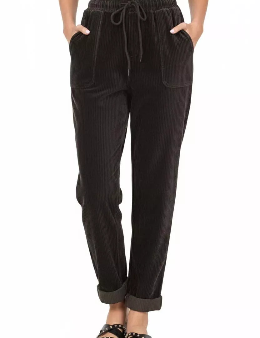 ZENANA Corduroy Drawstring Cuffed Pants on Simply Obsessed