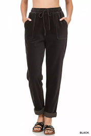 ZENANA Corduroy Drawstring Cuffed Pants on Simply Obsessed