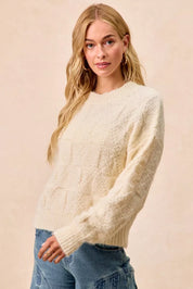 BIBI Checker Board Drop Shoulder Sweater on Simply Obsessed