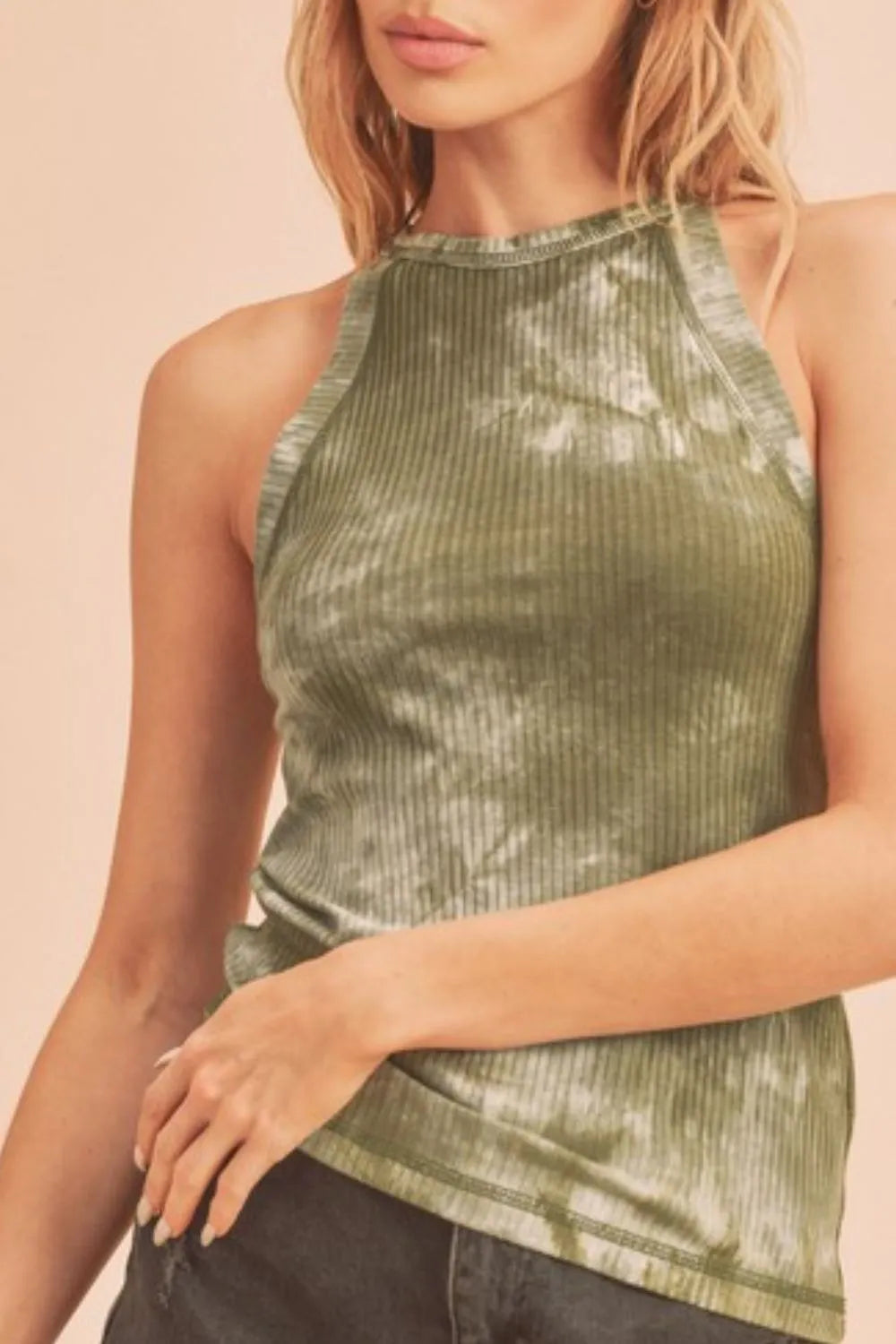 AEMI + CO Ribbed Tie-Dye Round Neck Tank on Simply Obsessed