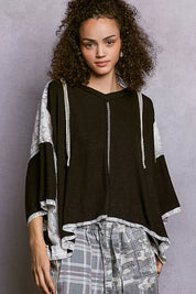 POL Short Sleeve Hoodie Top with Lace Detail on Simply Obsessed