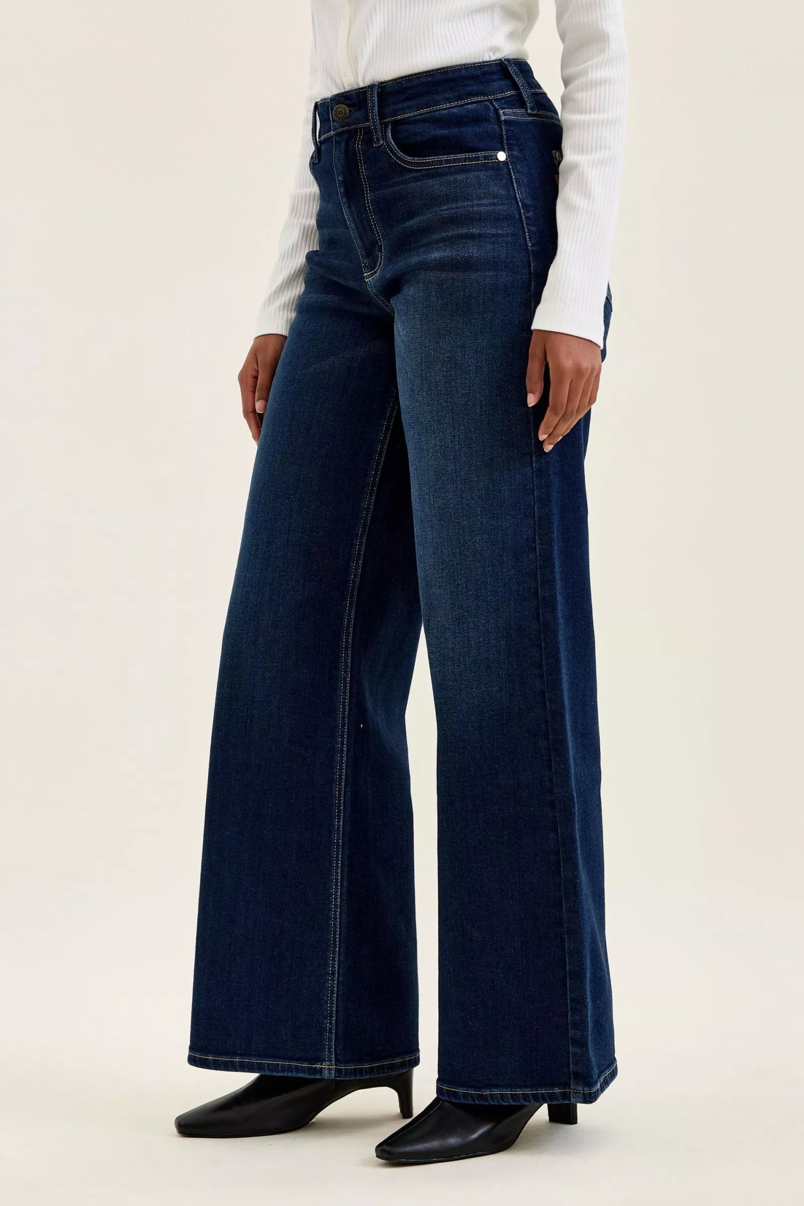 JUDY BLUE High-Waisted Wide-Leg Dark Wash Jeans on Simply Obsessed