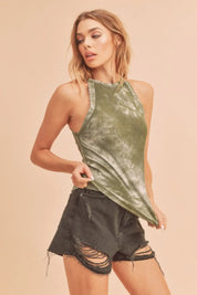AEMI + CO Ribbed Tie-Dye Round Neck Tank on Simply Obsessed
