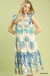 UMGEE Boho Boarder Print Ruffle Midi Dress on Simply Obsessed