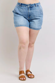Judy Blue Plus Size High Rise Denim Shorts on Simply Obsessed