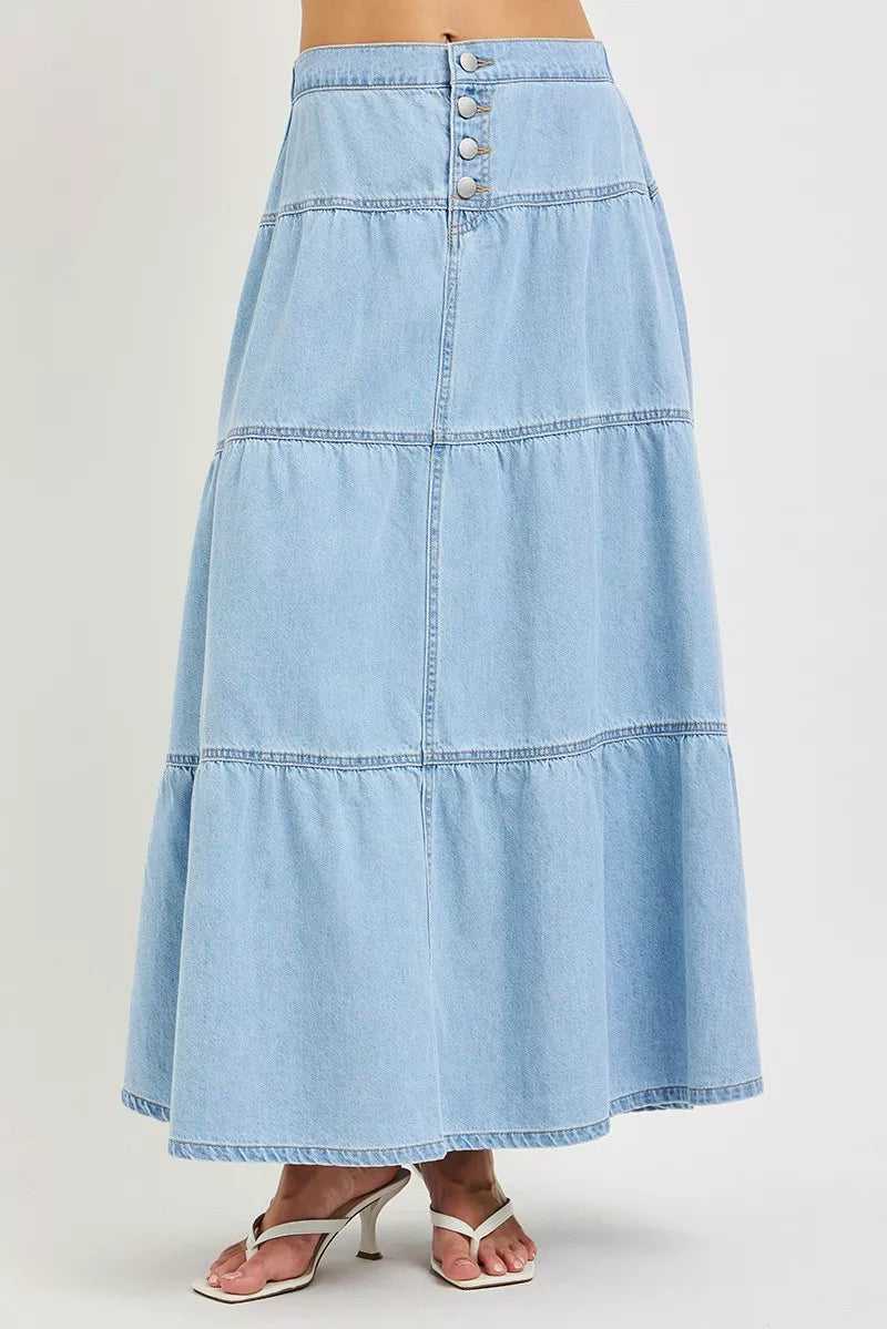 RISEN High Rise Ruffle Long Skirts on Simply Obsessed