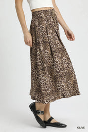 Umgee Drawstring Leopard Midi Skirt on Simply Obsessed