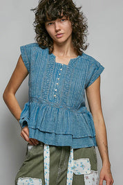 POL Eyelet Embroidery Pintuck Sleeveless Cotton Blouse on Simply Obsessed