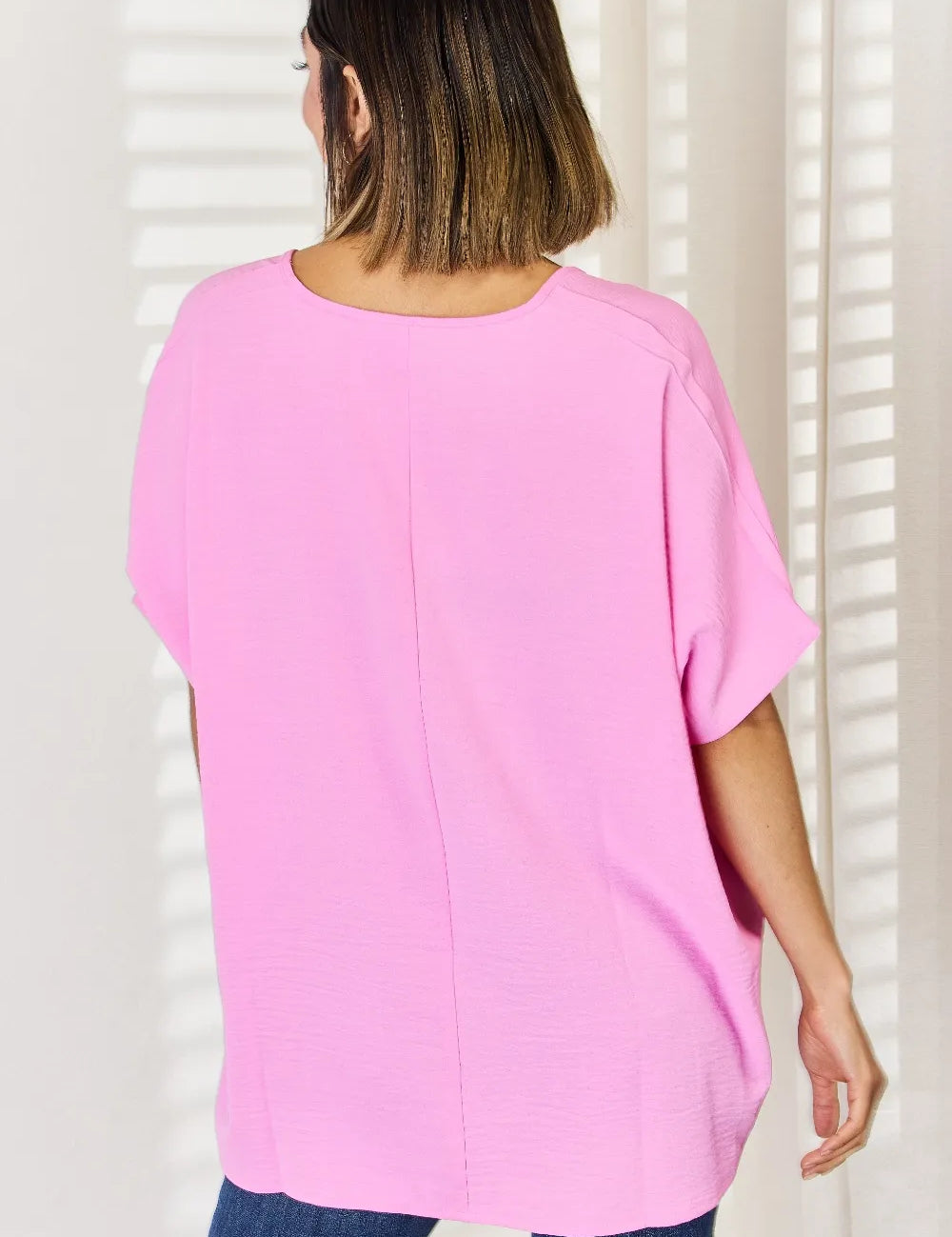 ZENANA Texture Short Sleeve Blouse on Simply Obsessed