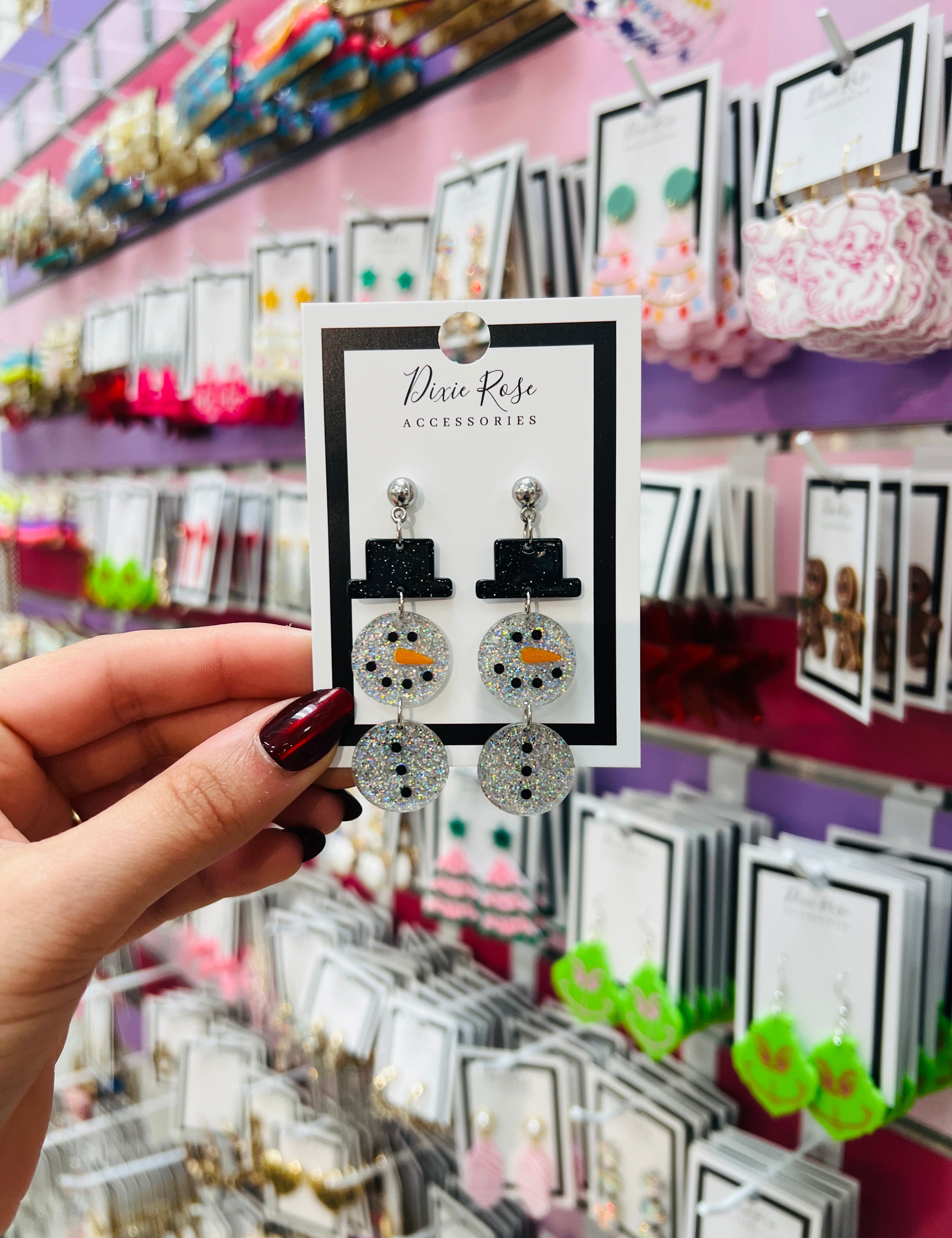 DIXIE ROSE Glitter Snowman Earrings on Simply Obsessed