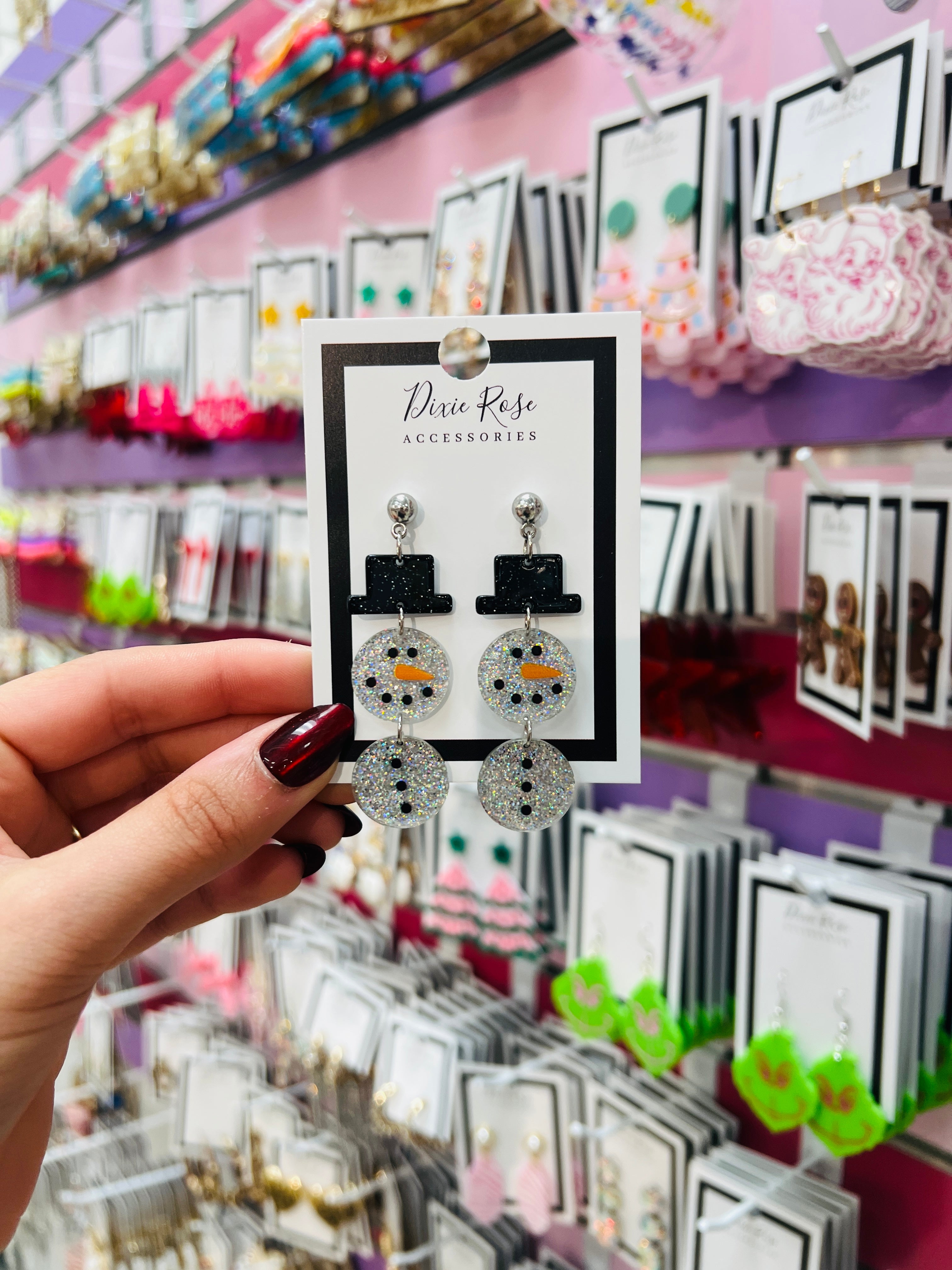 DIXIE ROSE Glitter Snowman Earrings on Simply Obsessed
