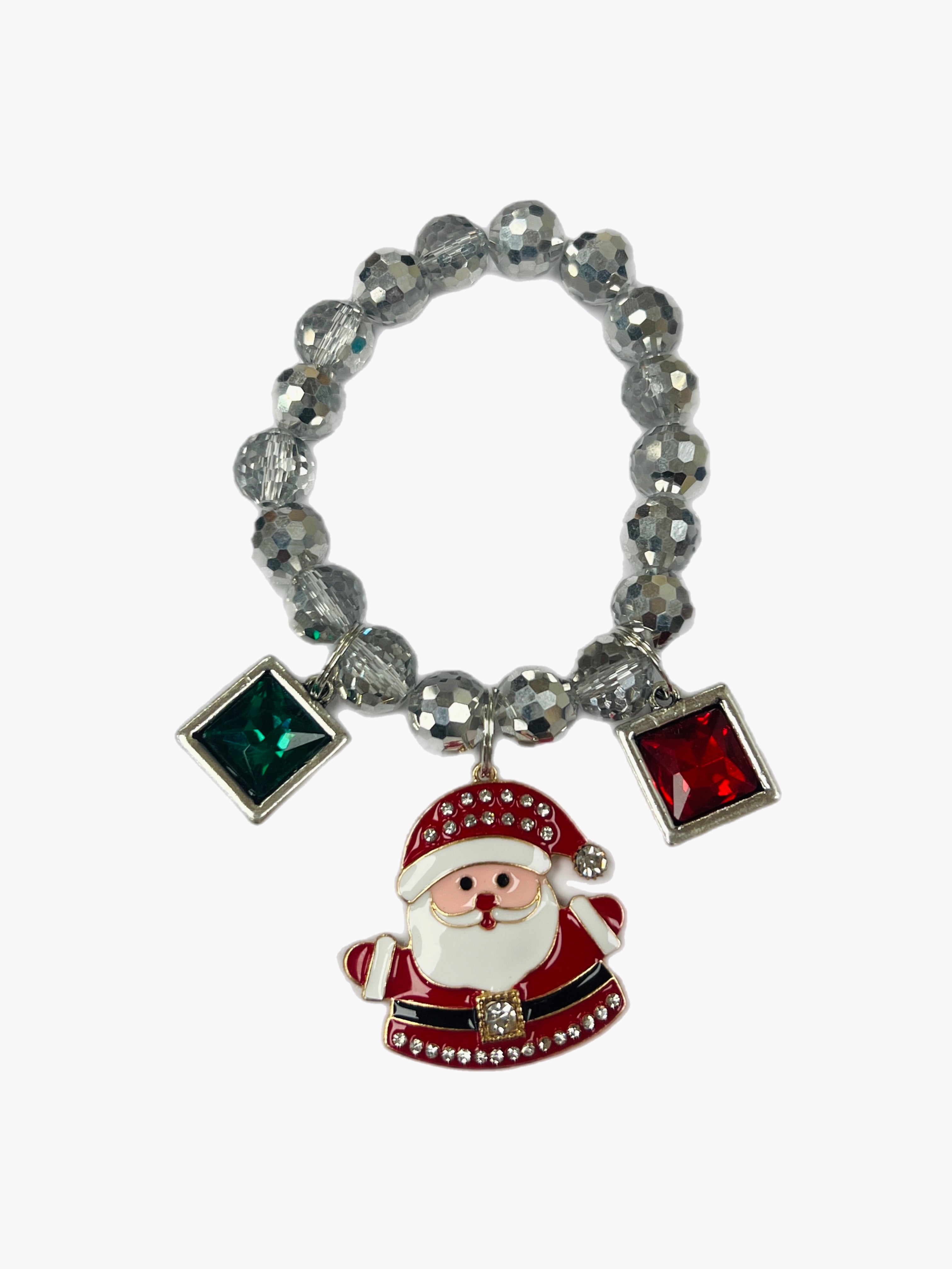 ATG Grey Crystal Triple Charm Stretch Bracelet