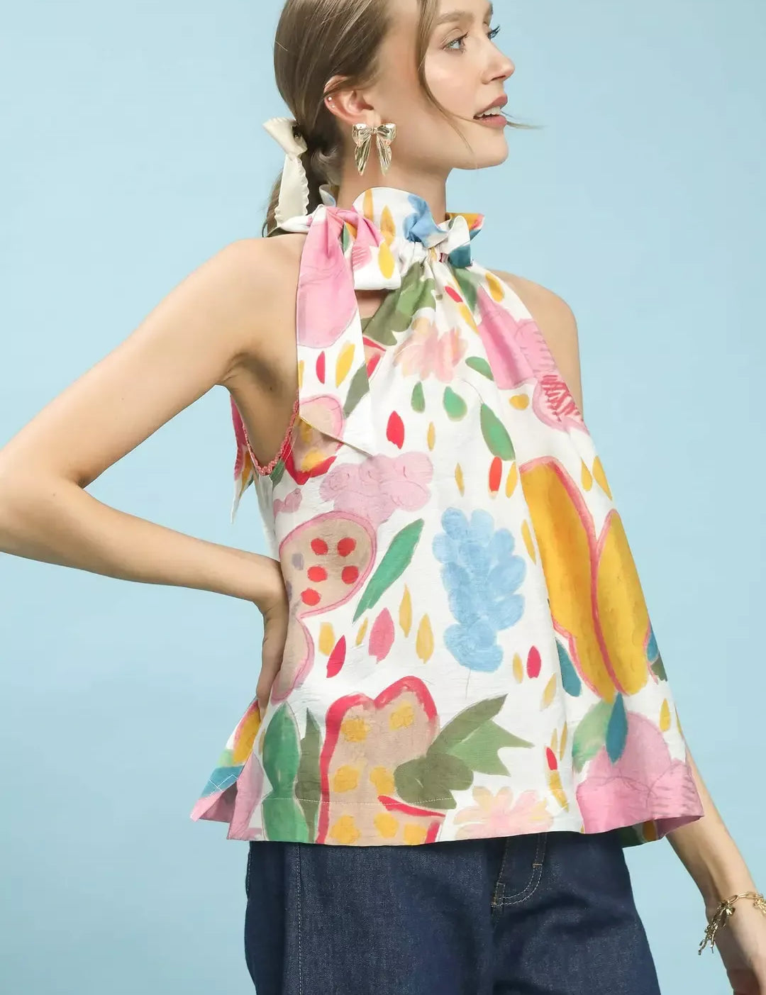 UMGEE Multi-Color Floral Halter Neck Boho Top on Simply Obsessed