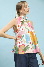 UMGEE Multi-Color Floral Halter Neck Boho Top on Simply Obsessed