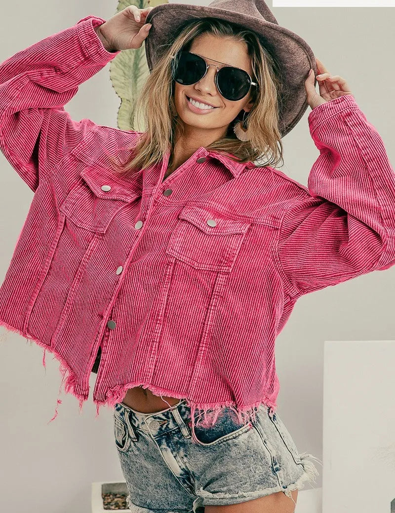 BiBi Vintage Washed Corduroy Jacket on Simply Obsessed