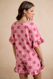 BIBI Polka Dots Printed Ruffled Detail Top And Shorts Set **DOORBUSTER** on Simply Obsessed