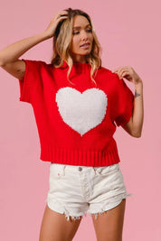 BIBI Rib Banded Heart Pattern Valentines Sweater on Simply Obsessed