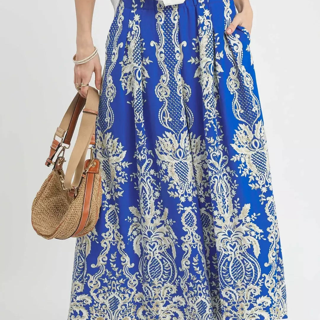 UMGEE Border Print Wide Leg Pants on Simply Obsessed