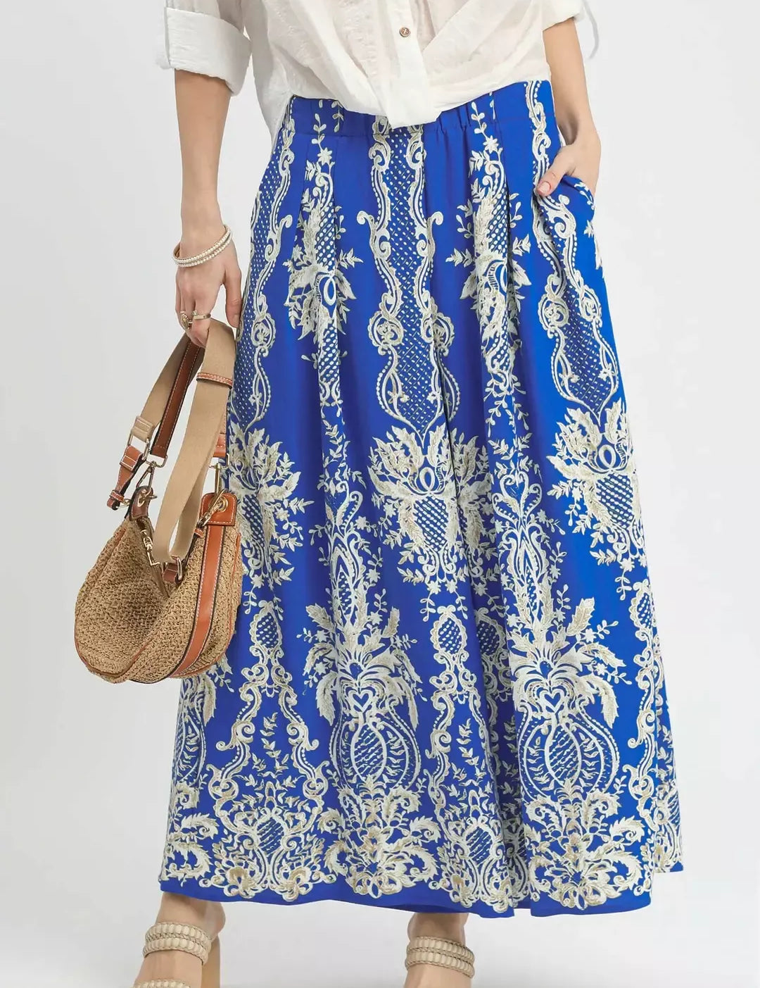 UMGEE Border Print Wide Leg Pants on Simply Obsessed