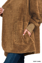 ZENANA Hooded Faux Fur Jacket with Pockets on Simply Obsessed